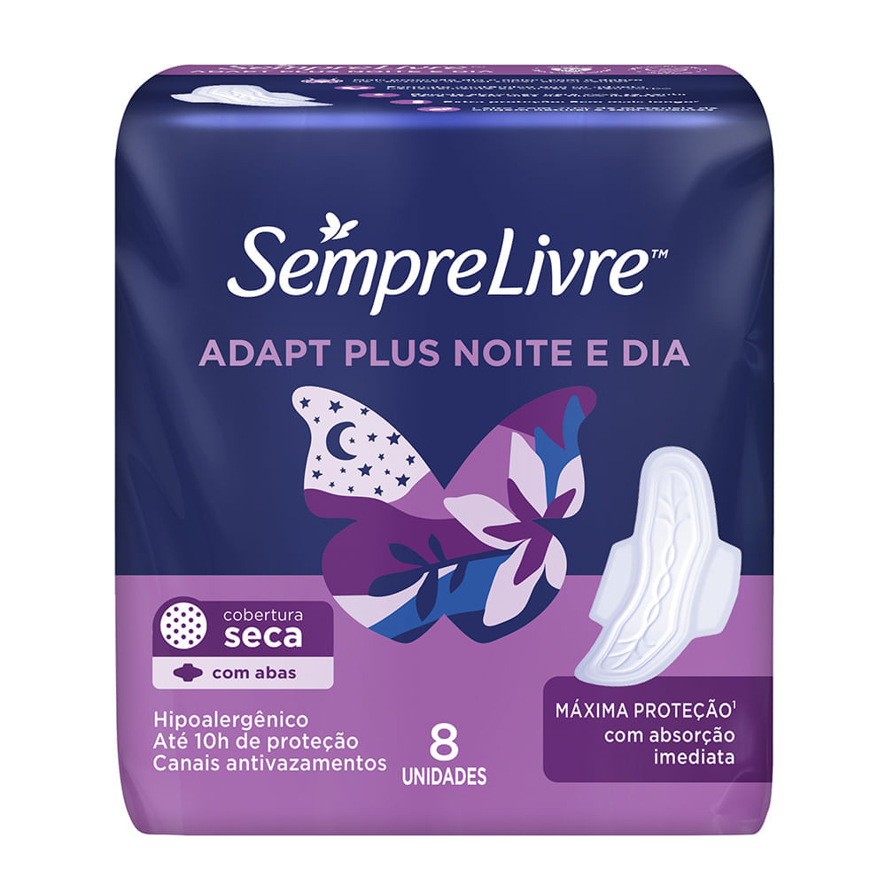 Absorvente Sempre Livre Noturno Seca Com Abas Com 8 Unidades - Health