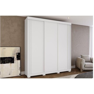 Guarda Roupa Casal 3 Portas de Correr e 4 Gavetas Deise Branco - ACP em Oferta na Shopee