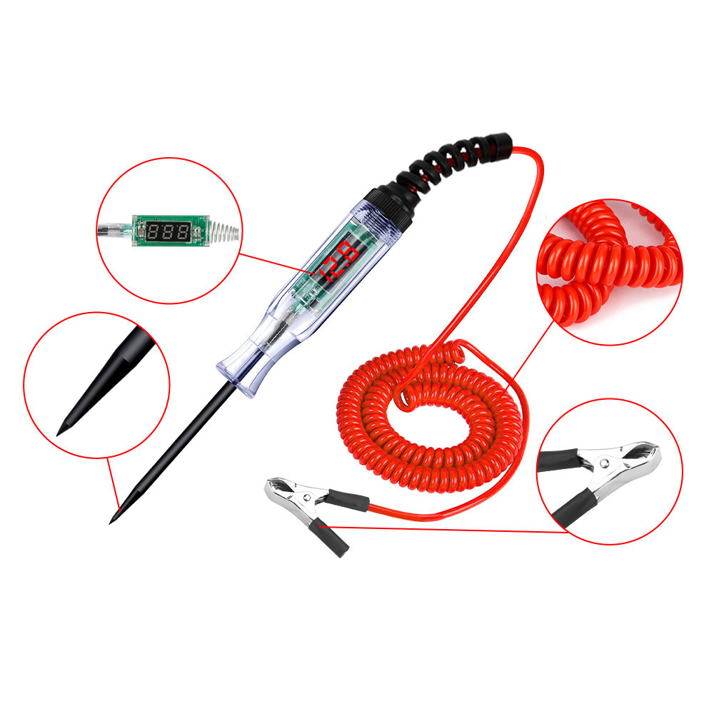 Testador De Circuito LED Digital De Luz De Teste Automotivo , Ferramenta Elétrico Automático DC 6V/12/24V Com Voltímetro