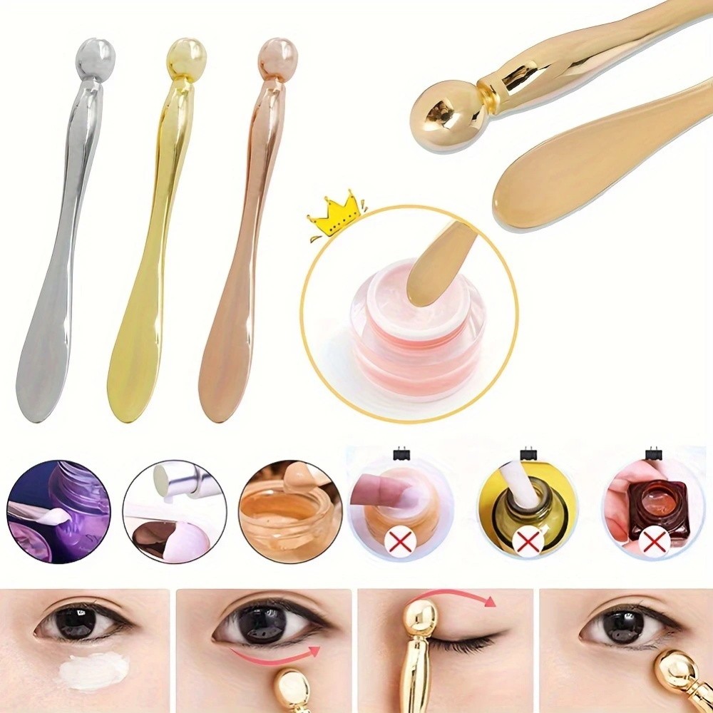 Aplicador De Creme Para Os Olhos De Liga Metálica/Colher De Máscara Facial De Rolo/Varinha De Massagem/Massageador Femin