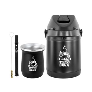 Kit Tereré Garrafa Térmica Preta 2.5l Bomba Chacal Preta Copo Cuia Alumínio Preto em Oferta na Shopee