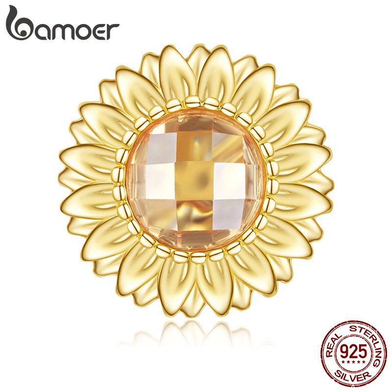 BAMOER Design Original 925 Prata Esterlina Charme Pingente De Girassol DIY Para Pulseira Presentes Mulheres em Oferta na Shopee