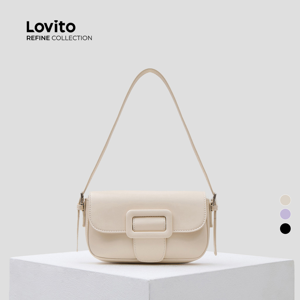 (Lovito Refine)  Elegante simples francês preguiçoso estilo compacto bolsa de ombro pequena para mulheres  LFAR5007 - Women Bags