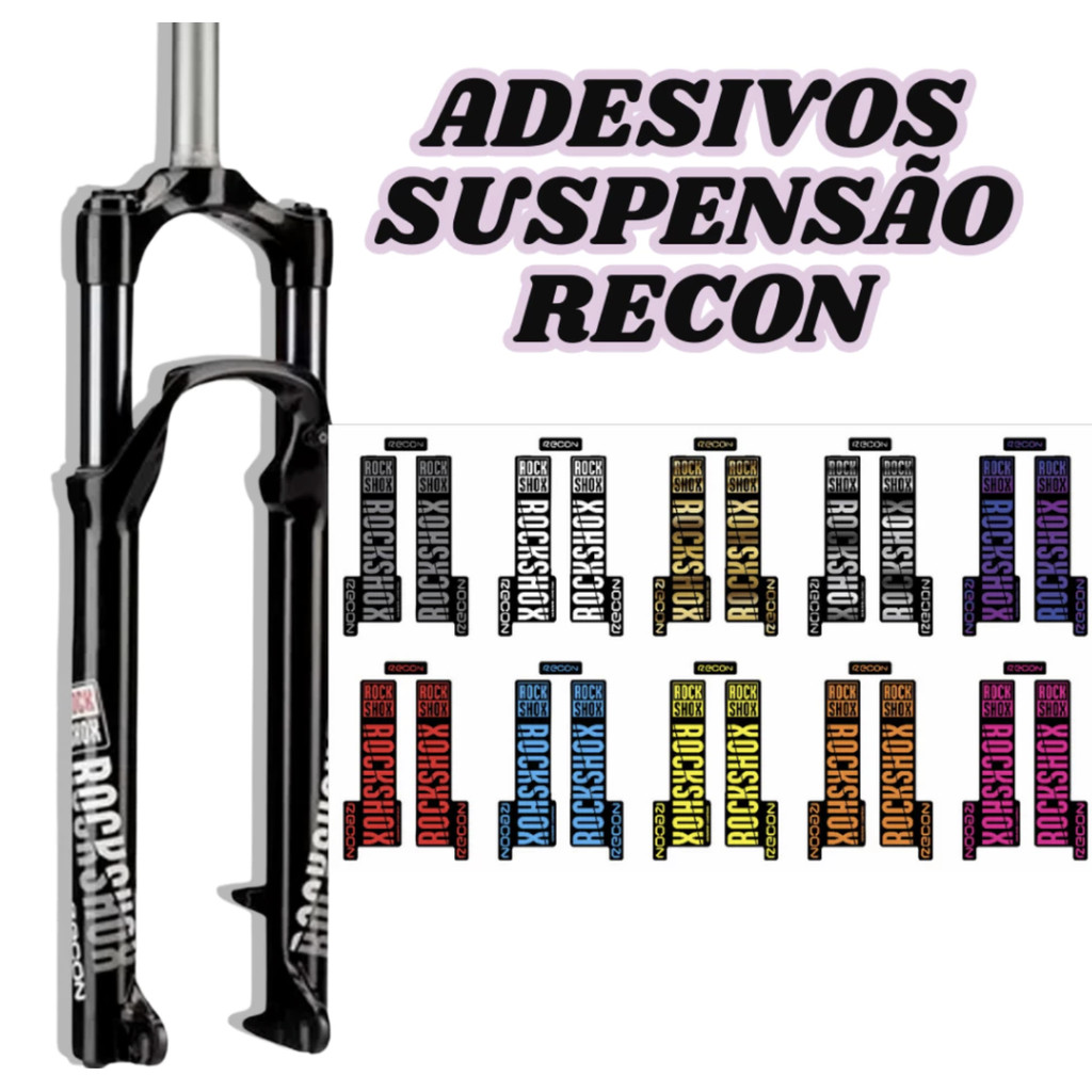 Kit 2 Adesivos Para Suspensão Rock Shox Recon Decalque Adesivo Garfo Mtb Bike - Diversas Cores