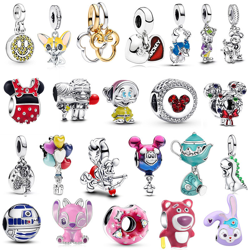 Berloques De Prata 925 Clássico Charme Mickey Costura Pulseira Acessórios Alta Qualidade Colar Pingente