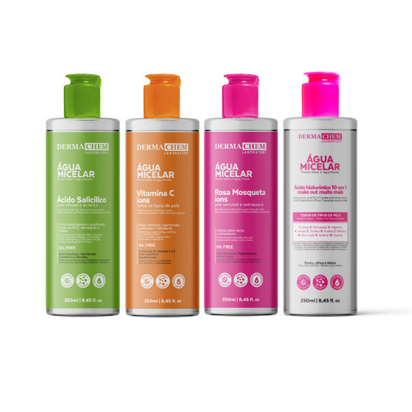 Água Micelar Dermachem 250ml Kit com 4