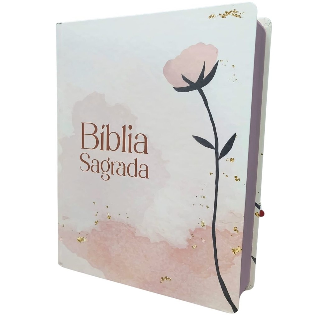 BIBLIA JUMBO PPM ARC CAPA DURA C/ HARPA - FLOR ROSA SCRIPTURAE em Oferta na Shopee