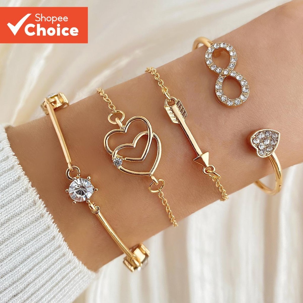 Nova Moda 4 Peças Conjunto De Pulseiras Infinitas Da Com Penas De Seta E Design De Coração Duplo Joias De Casal