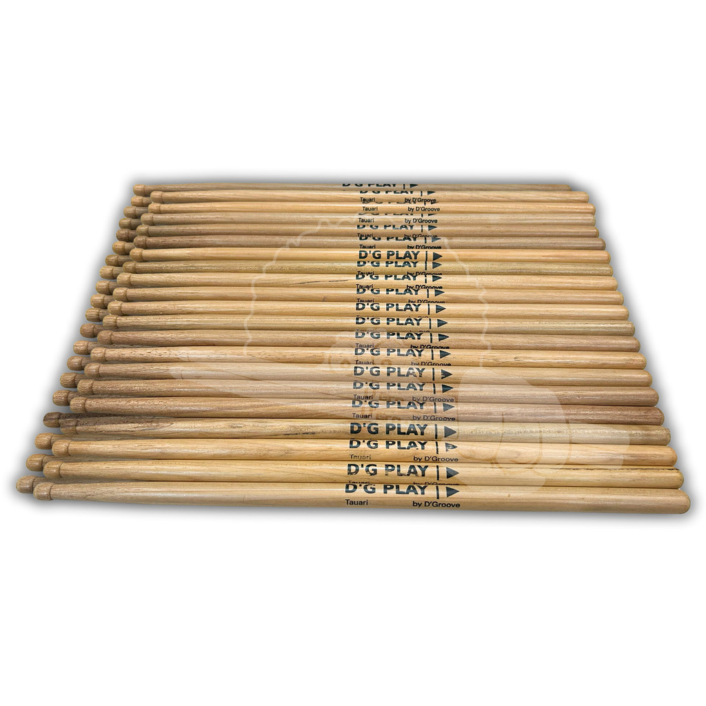 Pack De Baquetas Para Bateria DG Play Ponta de madeira LONGA Tauari Com Durabilidade By DGroove Kit 20 Pares