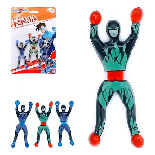 Boneco Gruda Escala Parede Vidro Ninja Hero Squad 3 Unidades