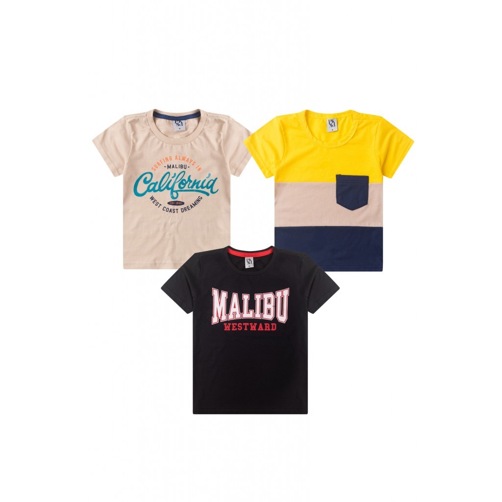 Kit Sortido 3 Camisetas Infantil Masculino Avulso em Oferta na Shopee
