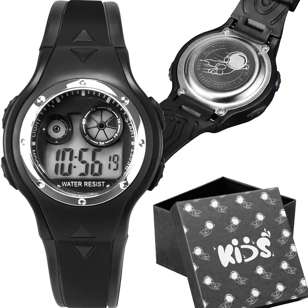 Relogio Digital Infantil Crianca Led Preto Silicone alarme presente adolescente original menino