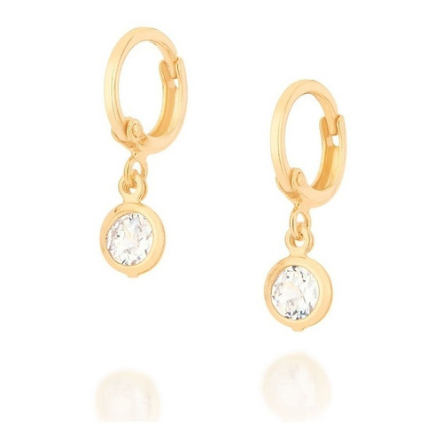 Brincos Rommanel Argola Com Zircônias Penduradas 526770 Cor Dourado em Oferta na Shopee