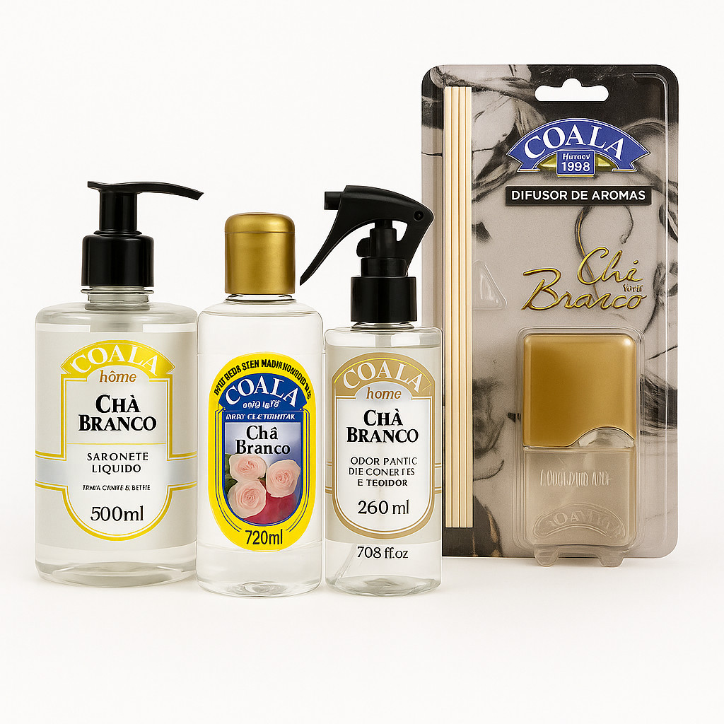 Kit Completo Coala Chá Branco Home Perfume Para Ambientes