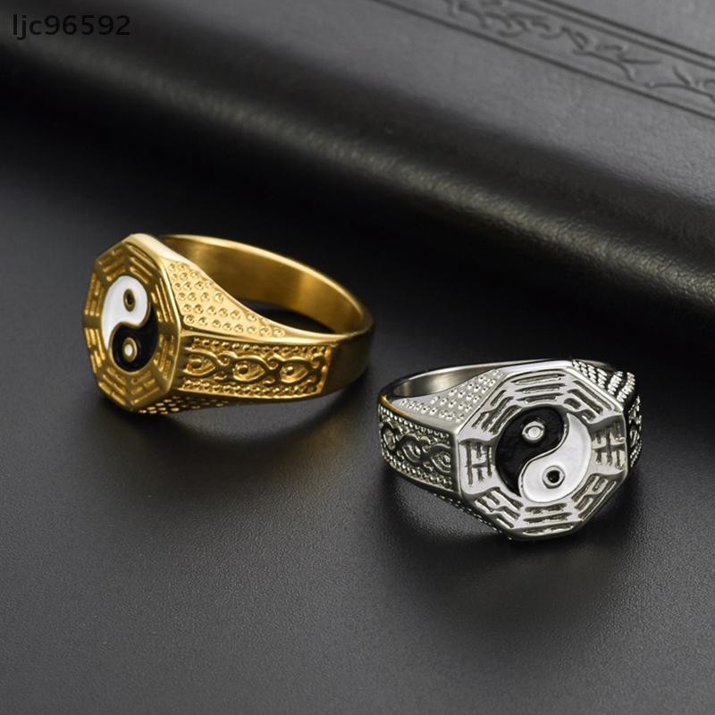[ljc] Anel Yin Yang Tai Chi Zodíaco Qian Kun Bagua De Dedo Ajustável Lucky Auspicious Jewelry Gift [BR] em Oferta na Shopee