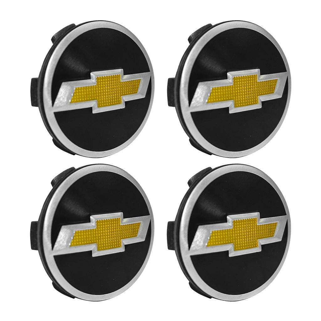 Jogo Calotinha 56mm Centro de Roda Scorro Emblema GM Preto