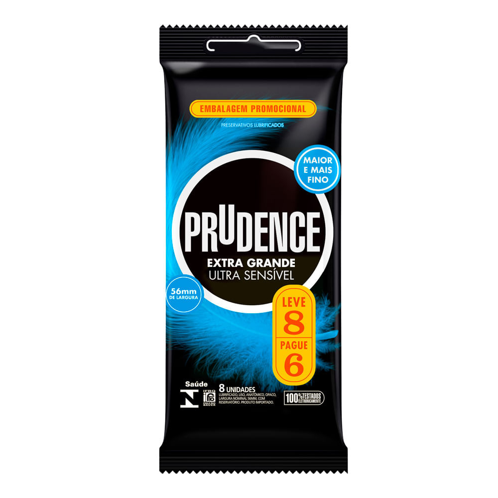 Preservativo Prudence Ultra Sensível Extra Grande Leve 8 Pague 6 - Health