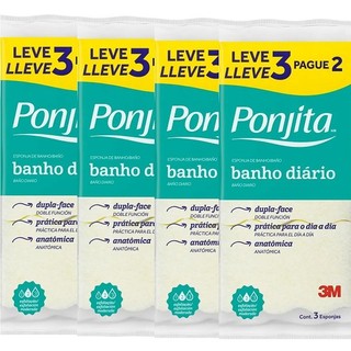 Kit com 12 Esponja de Banho Diario Ponjita Amarela