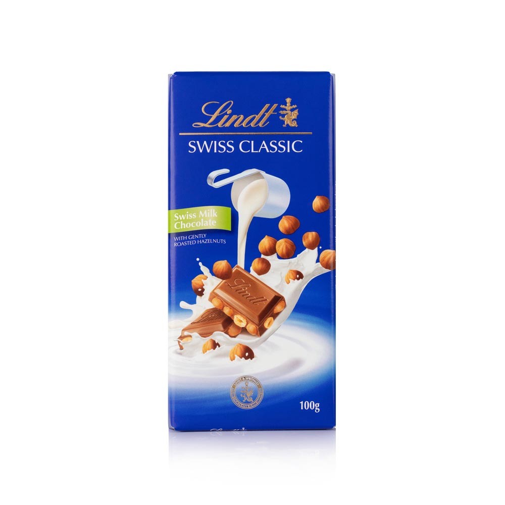 Chocolate Lindt Swiss Classic Swiss Milk Chocolate com Pedaços de Avelãs com 100g - Food & Beverages