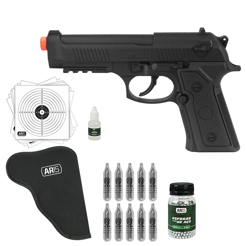 Pistola de Pressão CP92 Co2 4.5 Niksan NBB + 10x Co2 Coldre em Oferta na Shopee