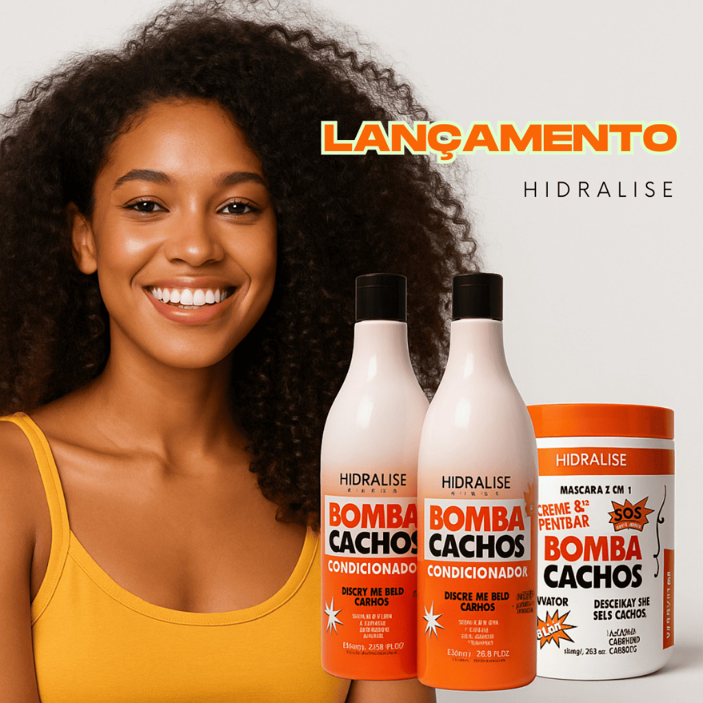 Kit Shampoo 1L + Condicionador Bomba Cachos 1L + Creme de Pentear e Ativador de Cachos 2 em 1 1KG - Hidralise