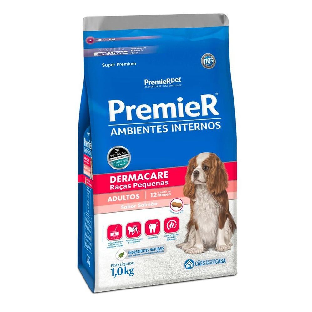 Ração Premier Ambientes Internos Dermacare Cães Raças Pequenas Salmão 1Kg em Oferta na Shopee