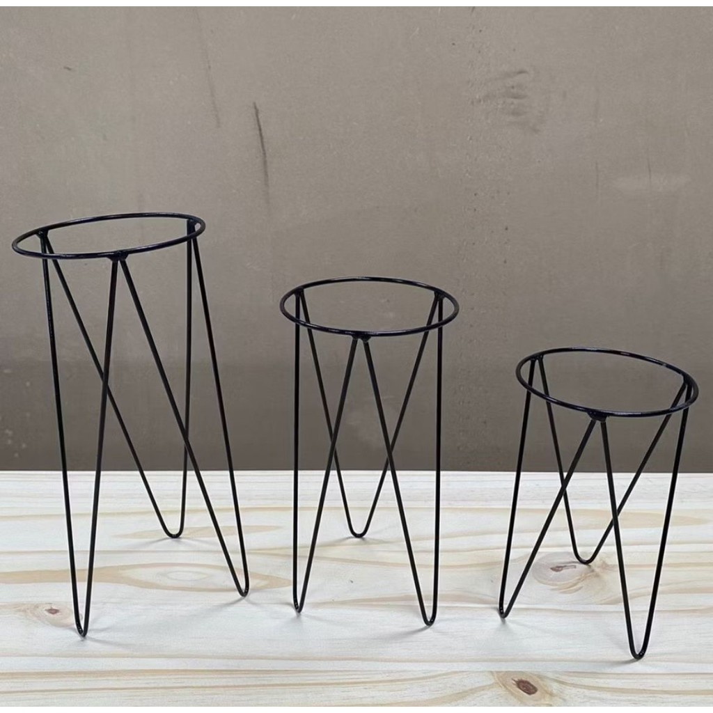 Kit 3 Suportes Para Vaso de Plantas | Decoração de Ambiente | Ferro Aramado em Oferta na Shopee