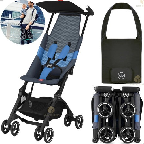 Kit Carrinho Bebê Night Blue Gb Pockit Air All-terrain Bolsa