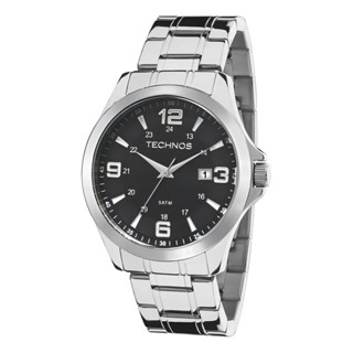 Relógio Pulso Masculino Technos 2115MKTS1P Racer Basico Prata Fundo Preto Analógico Pulseira Aço Prova D'água 50m em Oferta na Shopee