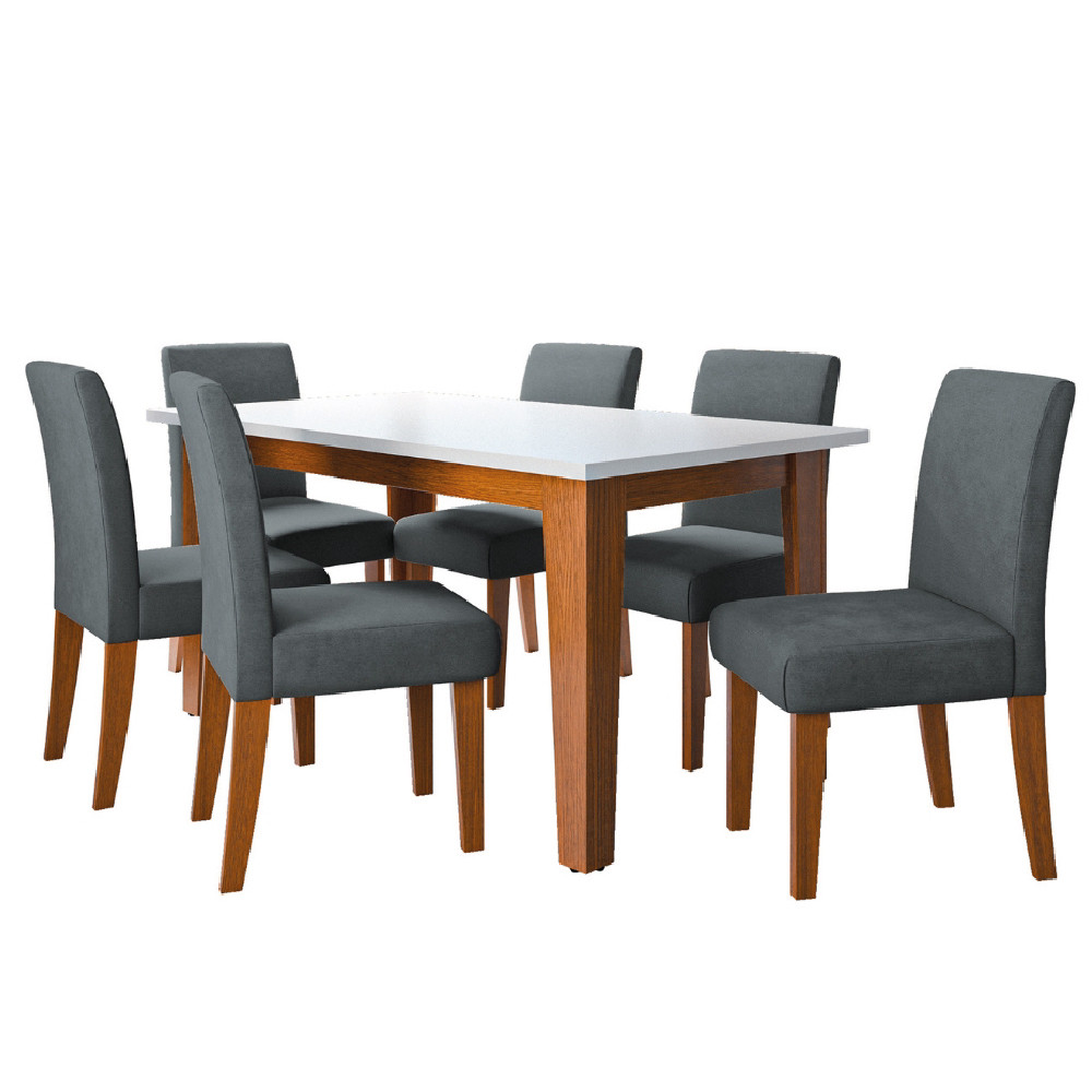Conjunto Sala de Jantar Mesa Miami 1,60m 6 Cadeiras Trieste Dobuê em Oferta na Shopee