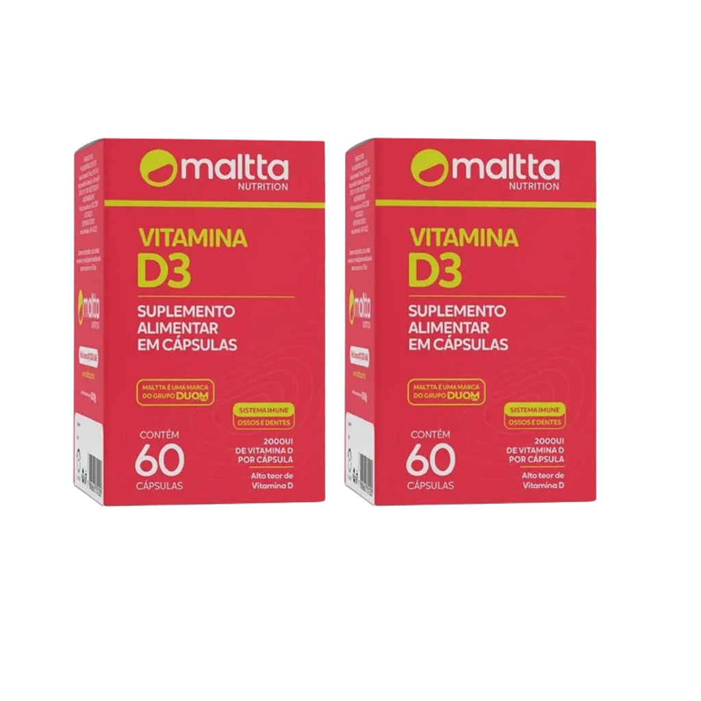 Kit 02 Suplemento de Vitamina D 2.000UI Com 60 Cápsulas - Maltta/Duom