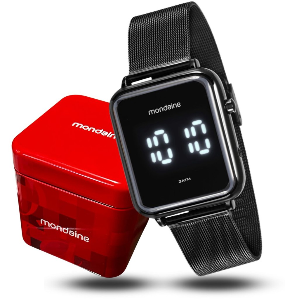 Relógio Masculino Mondaine Digital Caixa Quadrada Preto