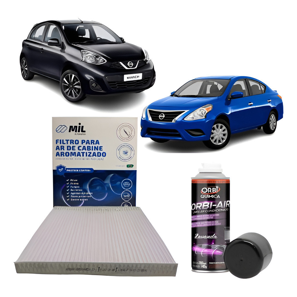 Kit Filtro + Higienizador Nissan March / Versa 2011 A 2015 Lavanda ou Carro novo