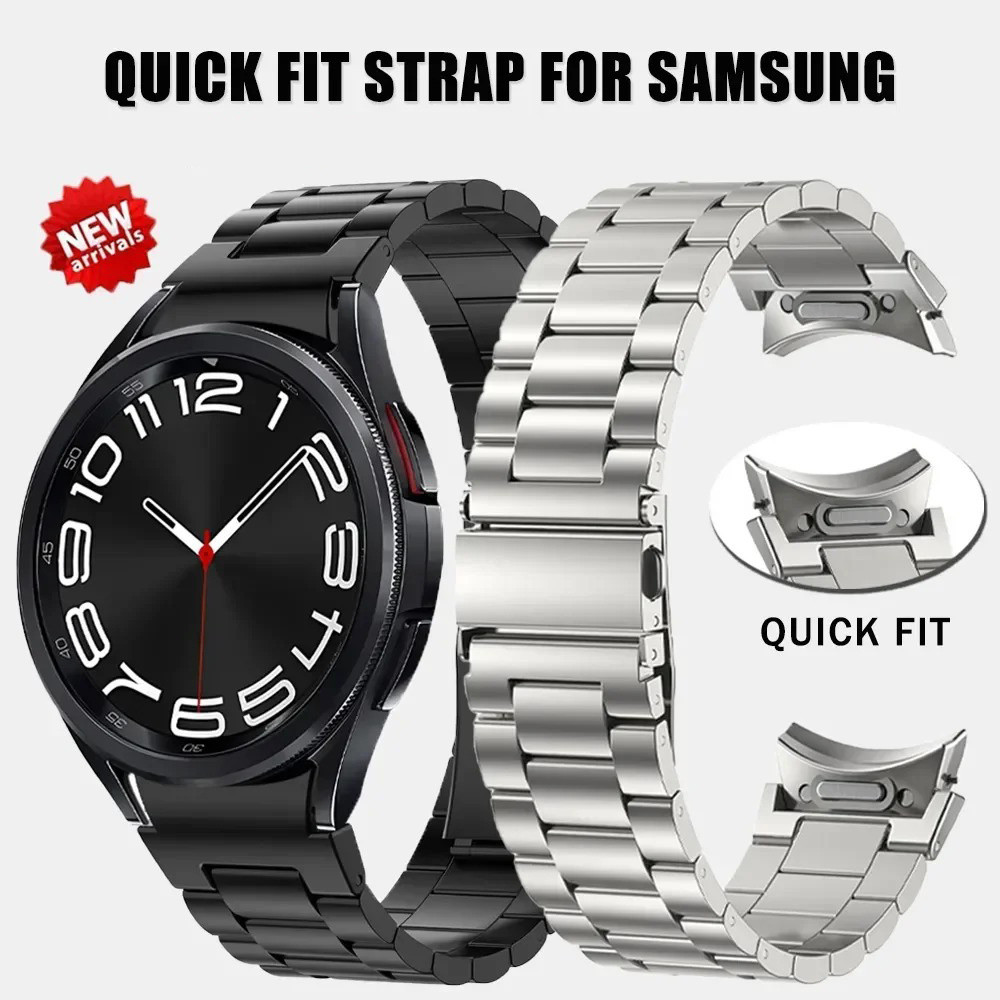 Pulseira De Relógio De Ajuste Rápido De Metal Sem Lacuna Para Samsung Galaxy Watch 7 FE 4 5 6 40mm 44mm 6 Classic 43mm 4
