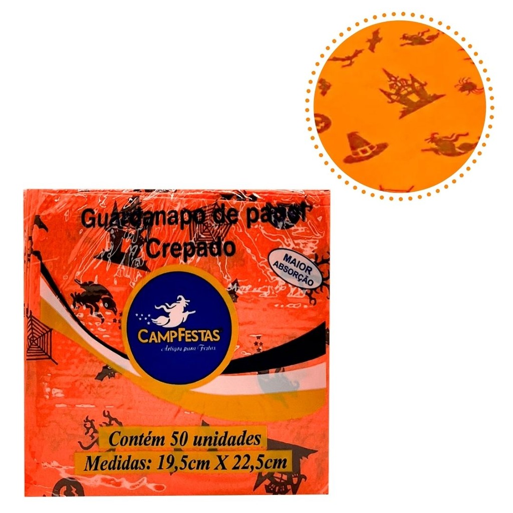 50~300 GUARDANAPOS HALLOWEEN LARANJA  FESTA 19,5 X 22,5 CAMPFESTA em Oferta na Shopee