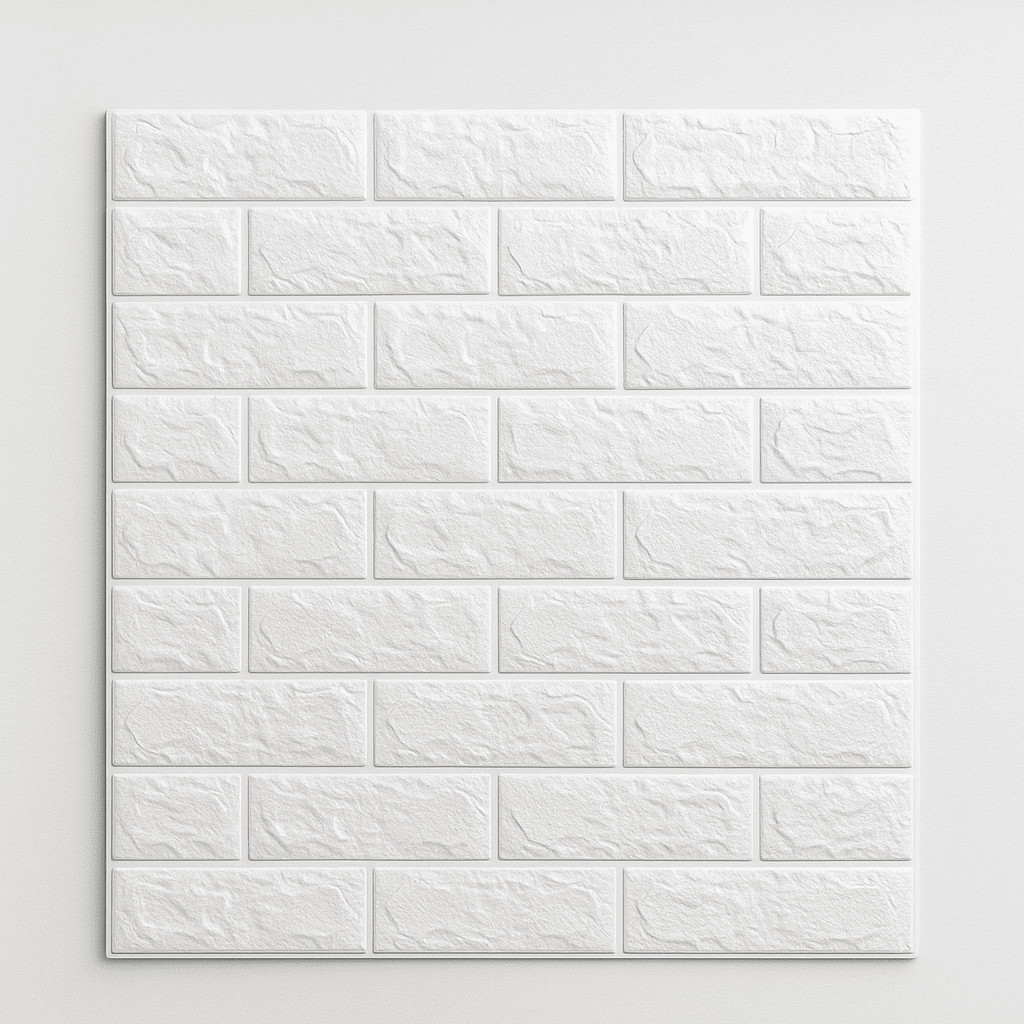 Papel De Parede Tijolinho Branco 3D Placa Autoadesiva