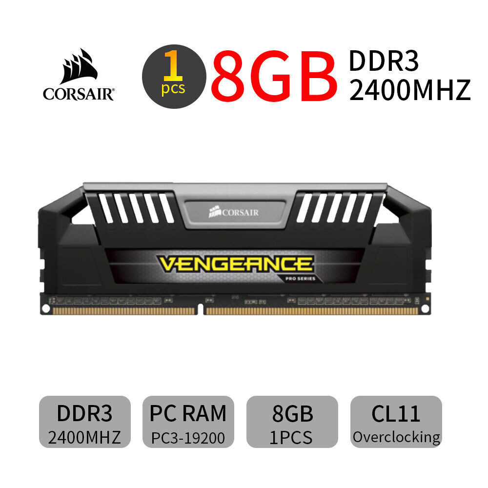Para Corsair Vengeance Pro 8GB DDR3 OC 2400MHz PC3-19200U Memória De Jogos PC RAM Prata