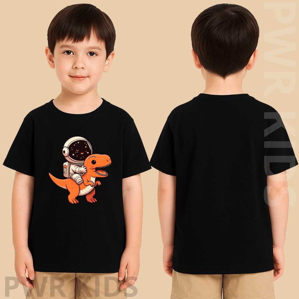 Camiseta infantil camisa estampada kids meninos criança astronalta e dinossauro