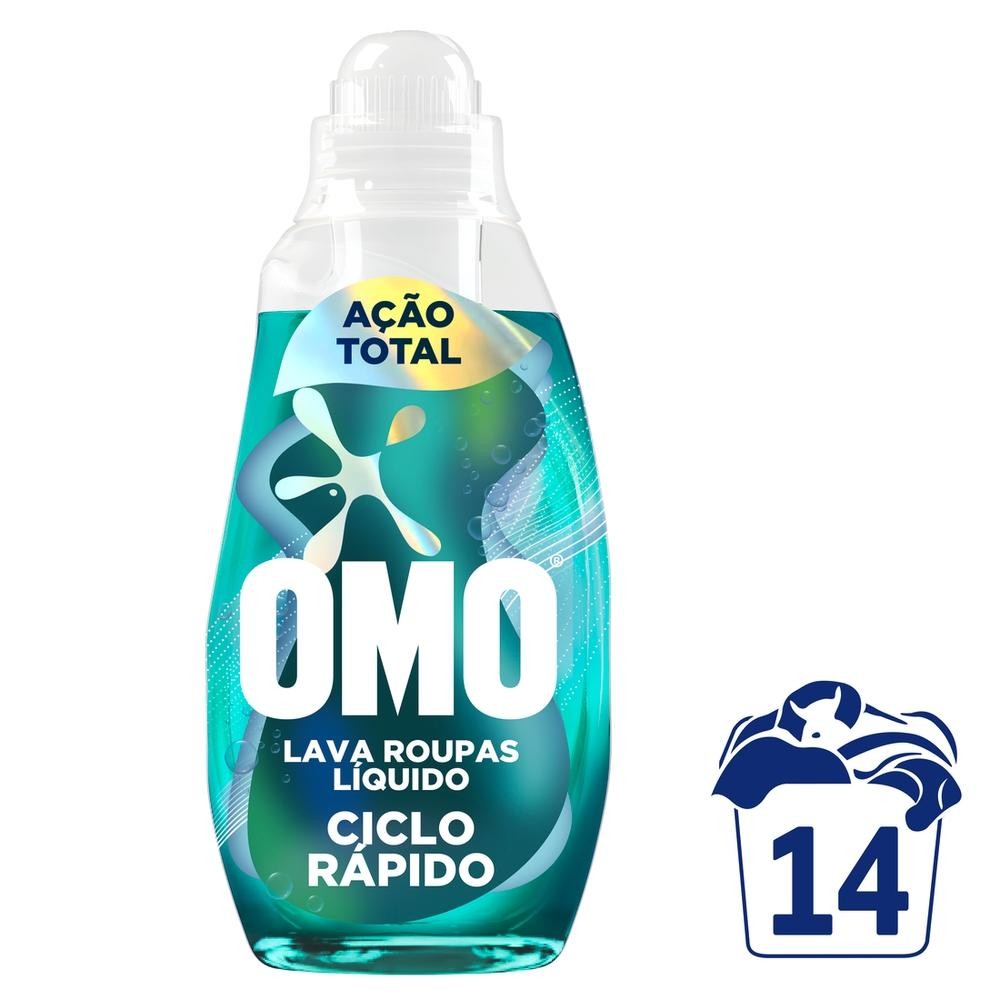 Lava-Roupas Líquido Omo Ciclo Rápido Ação Total Frasco 750ml em Oferta na Shopee