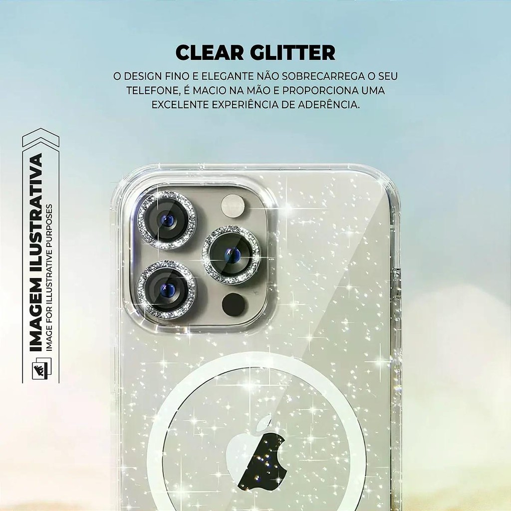 Capa case capinha para iPhone 17 Pro - MagSafe Glitter - Gshield - detalhe