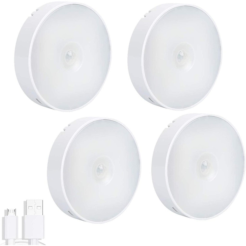 Kit 4 Luminárias Led Com Sensor De Movimento Sem Fio Recarregável