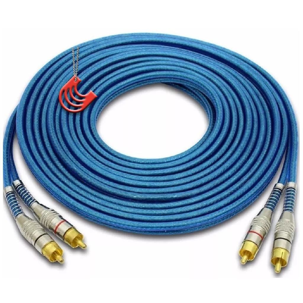 Cabo RCA 5 Metros Blindado Azul para Módulo Potência Amplificador Mesa de Som em Oferta na Shopee