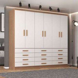 Guarda-Roupa Casal New Mônaco 6 Portas 12 Gavetas Branco/Demolição - Evidência Móveis em Oferta na Shopee