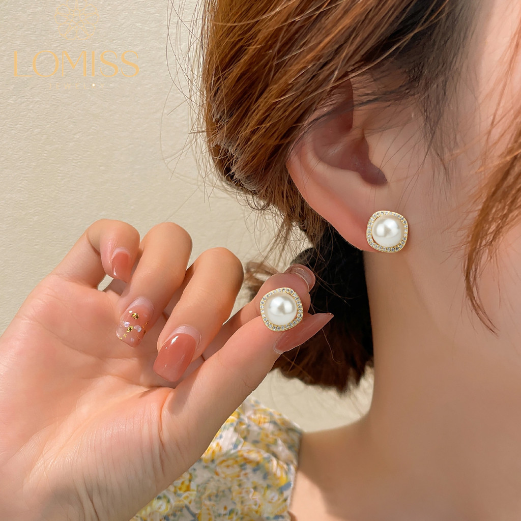 LOMISS Brinco Delicado Feminino Casamento Coreanos Folheado a Platina Perola Zircônia Cravejada em Oferta na Shopee