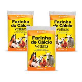 3 unidades Farinha De Cálcio Vetbras 1kg Equinos/aves/bovinos/suínos em Oferta na Shopee