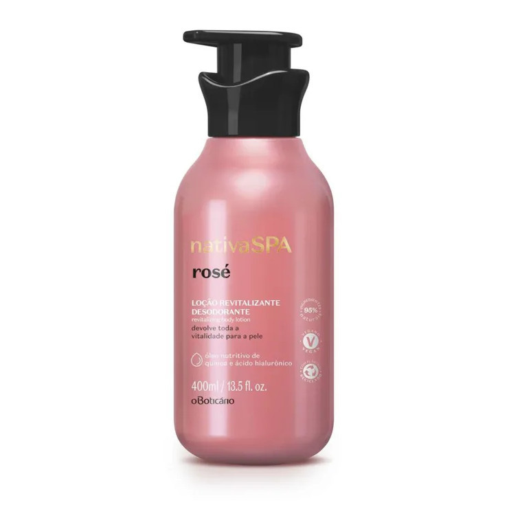 Loção Revitalizante Desodorante Corporal Nativa Spa Rosé, 400 ml