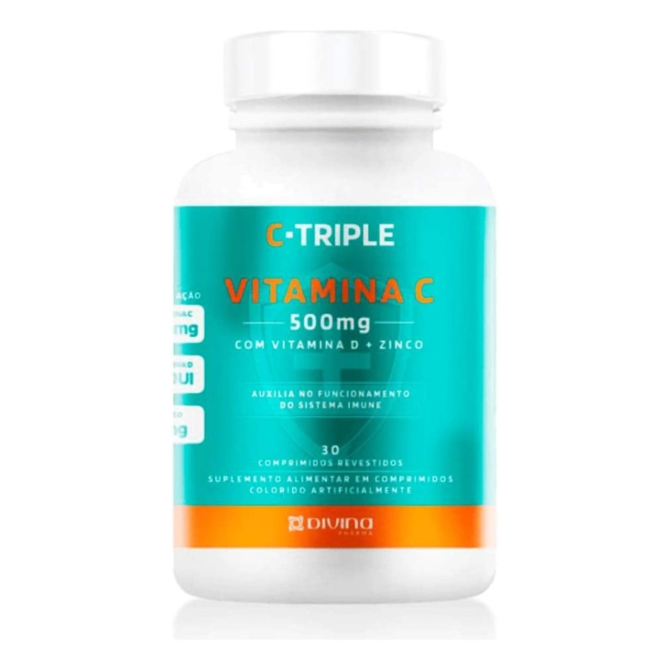 C-Triple - Vitamina C 500Mg + Zinco 5Mg + Vitamina D 200Ui X 30 Comprimidos