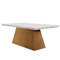 Mesa Para Sala De Jantar Aida 180cm Em Mdf E Vidro Off White