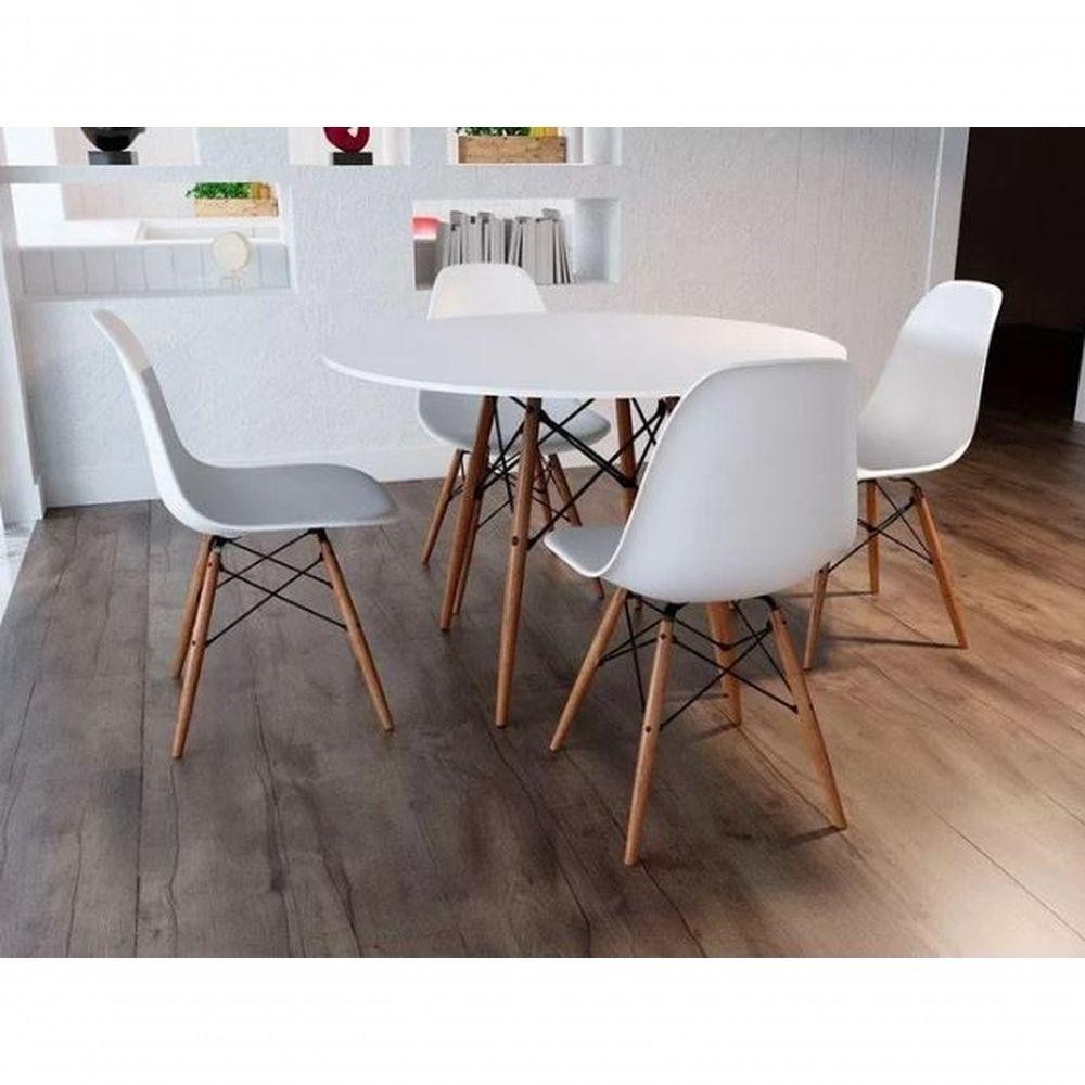 Kit Mesa Jantar Eiffel 80cm Branca 4 Cadeiras Charles
