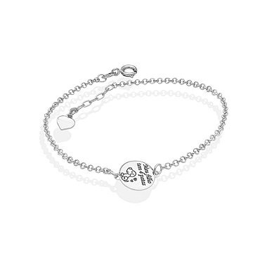 Pulseira Feminina de Prata 925 Cachorro com Coração liso